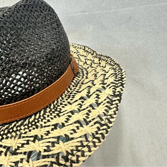 Aldo Nectarios black and natural straw fedora hat size small/medium new with tag main image 12